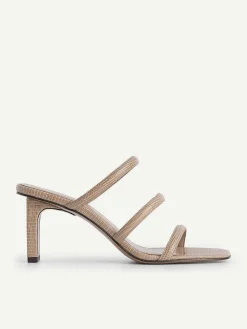 Strappy Heel Lizard-Effect Sandals