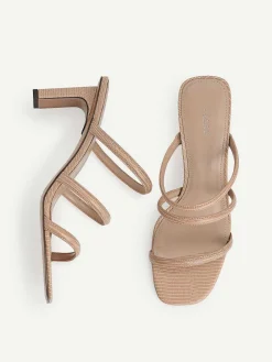 Strappy Heel Lizard-Effect Sandals