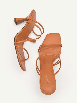 Strappy Heel Sandals - Orange