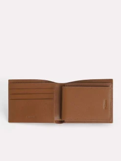 Textured Leather Bi-Fold Wallet With Insert