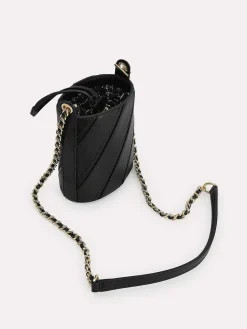 Tweed Drawstring Bucket Bag
