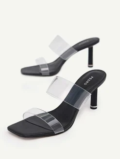 Vinyl Double Strap Heel Sandals