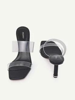 Vinyl Double Strap Heel Sandals