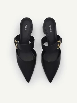 Yasmin Leather Heel Mules
