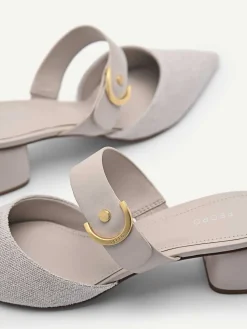 Yasmin Linen Heel Mules